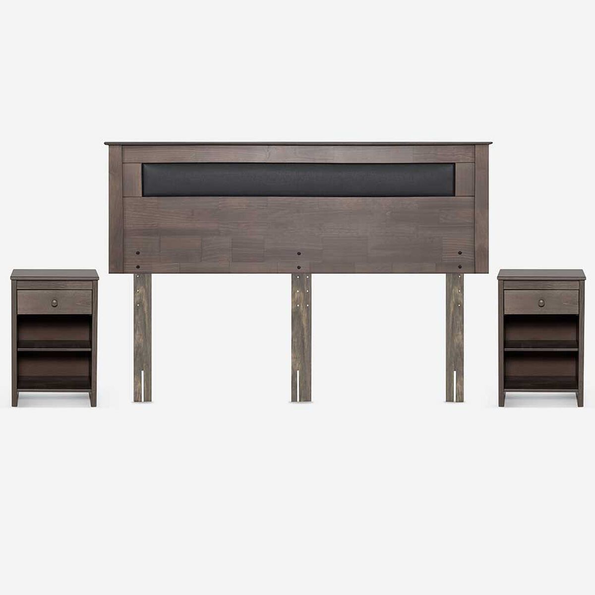 Combo Cama Europea Rosen King New Style 6 BD + Respaldo y Veladores Ferrara