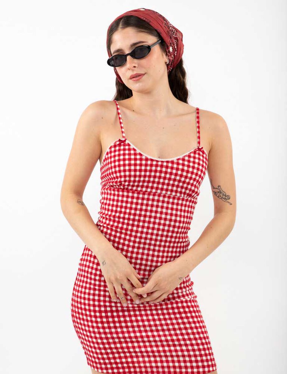 Vestido Corto Pabilo Vichy Sin Mangas Mujer Icono