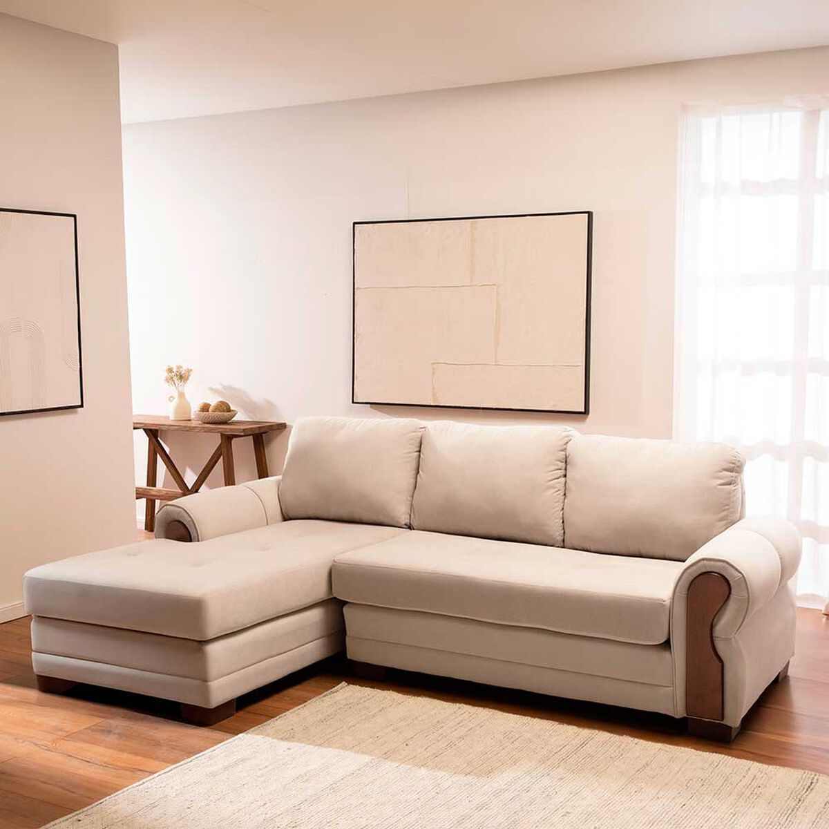 Sof&aacute; Seccional Living Factory Oregon 4 Cuerpos Beige