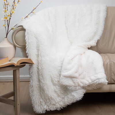 Manta Plush Sherpi Deluxe 127X152 Blanco