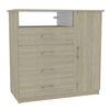 Mueble de Tocador + Espejo + Cómoda 4 Cajones 1 Puerta Perla