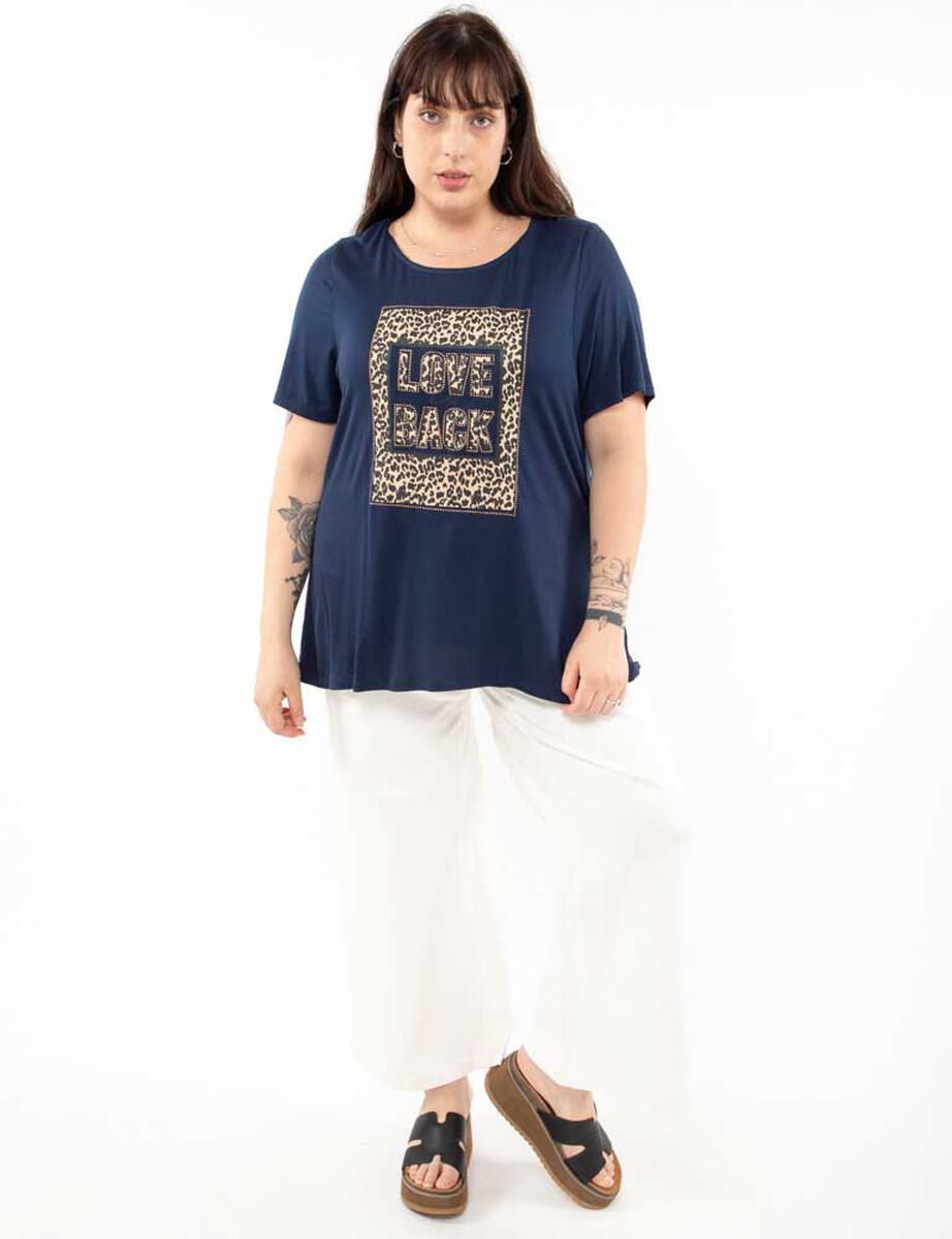 Polera Con Estampado Manga Corta Mujer Extralindas