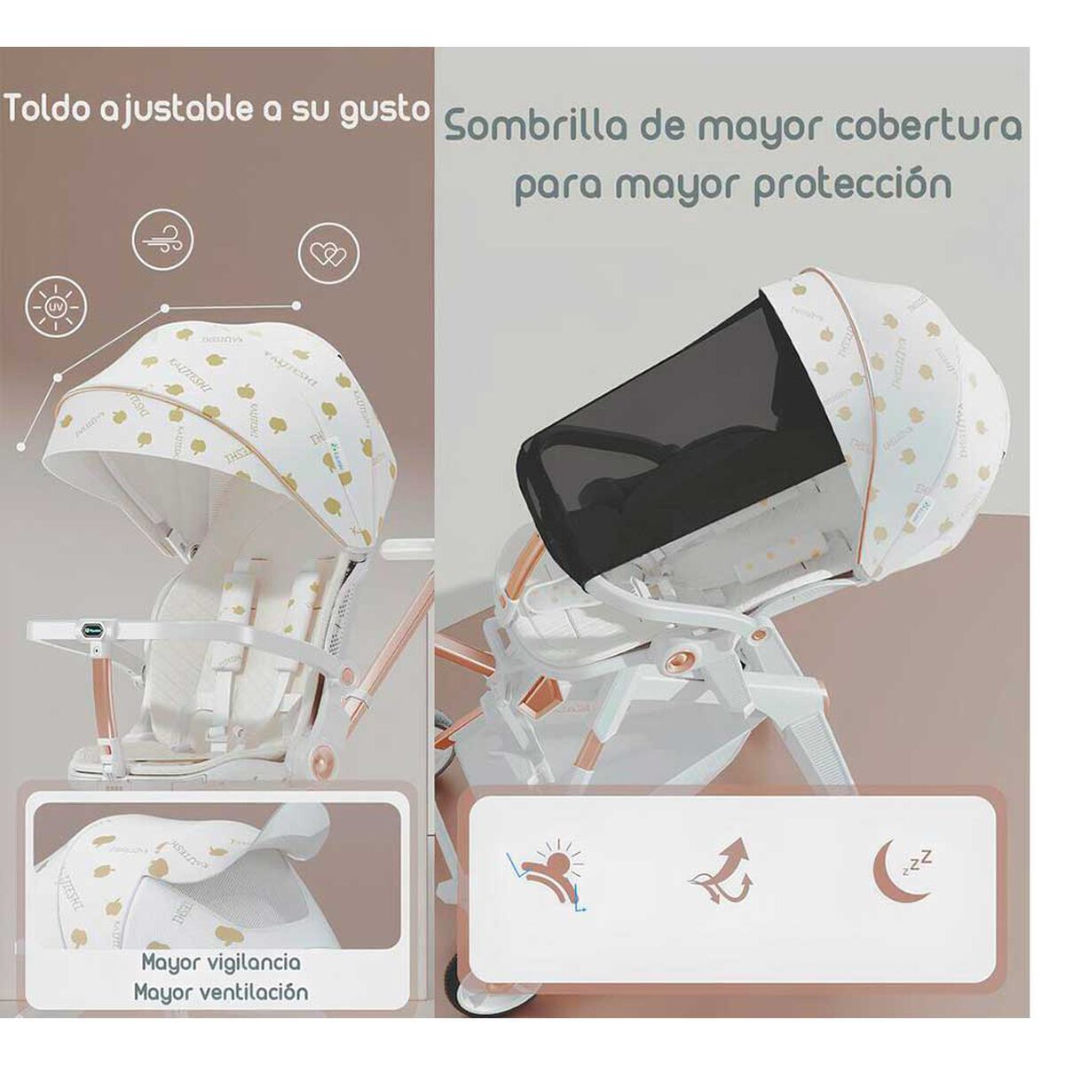 Coche de Paseo 360° con Mesita Lubabycas Negro