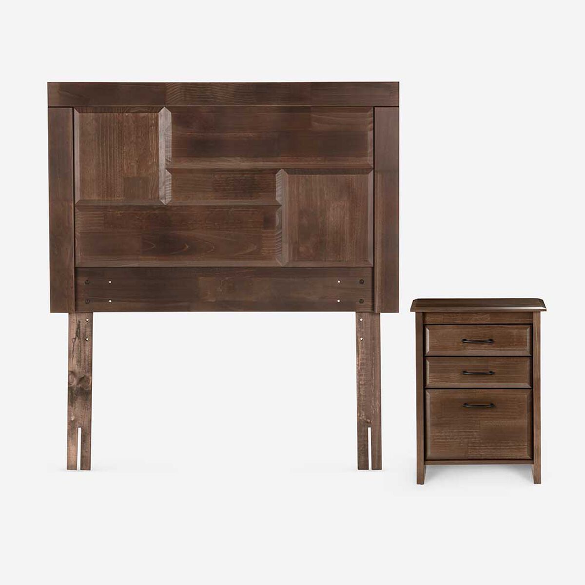 Cama Europea Rosen 1 Plaza Indie + Respaldo + Velador Dolce