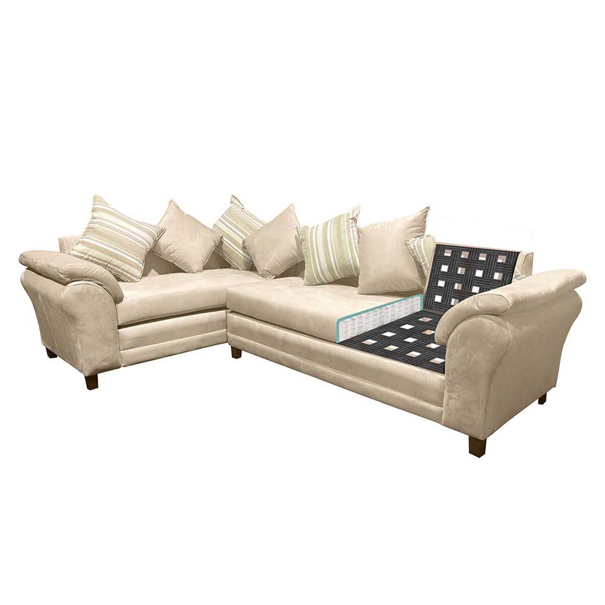 Sofá Seccional Izquierdo Living Factory Capri 5 Cuerpos Beige
