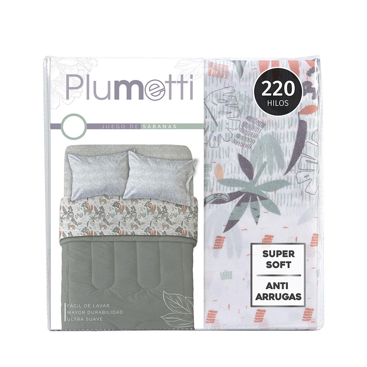 Juego de Sábanas Plumetti King Estampada Acacia
