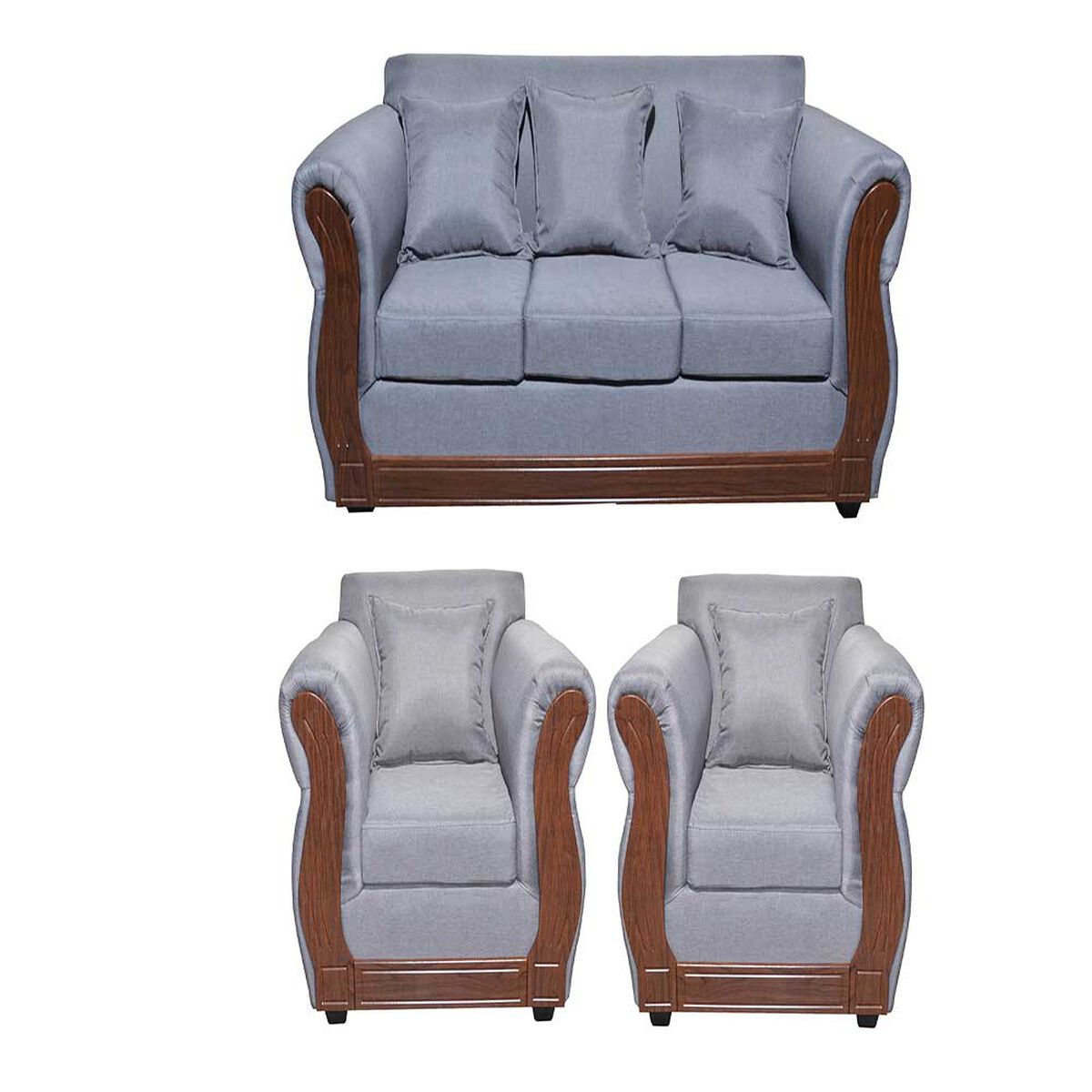 Juego de Living Diseño A&M Home Marco Sofá 3 Cuerpos + 2 Sillones 1 Cuerpo Gris