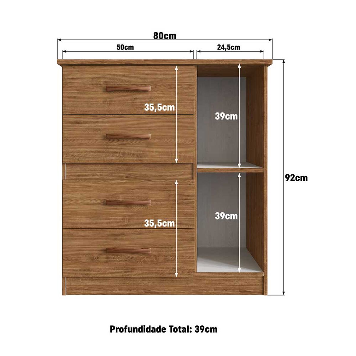 Cómoda Home Mobili Cordoba 4 Cajones 1 Puerta Café