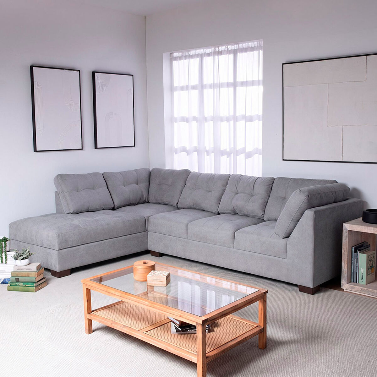 Seccional Izquierdo Muebles MPR Edimburgo 5 Cuerpos Gris Medio