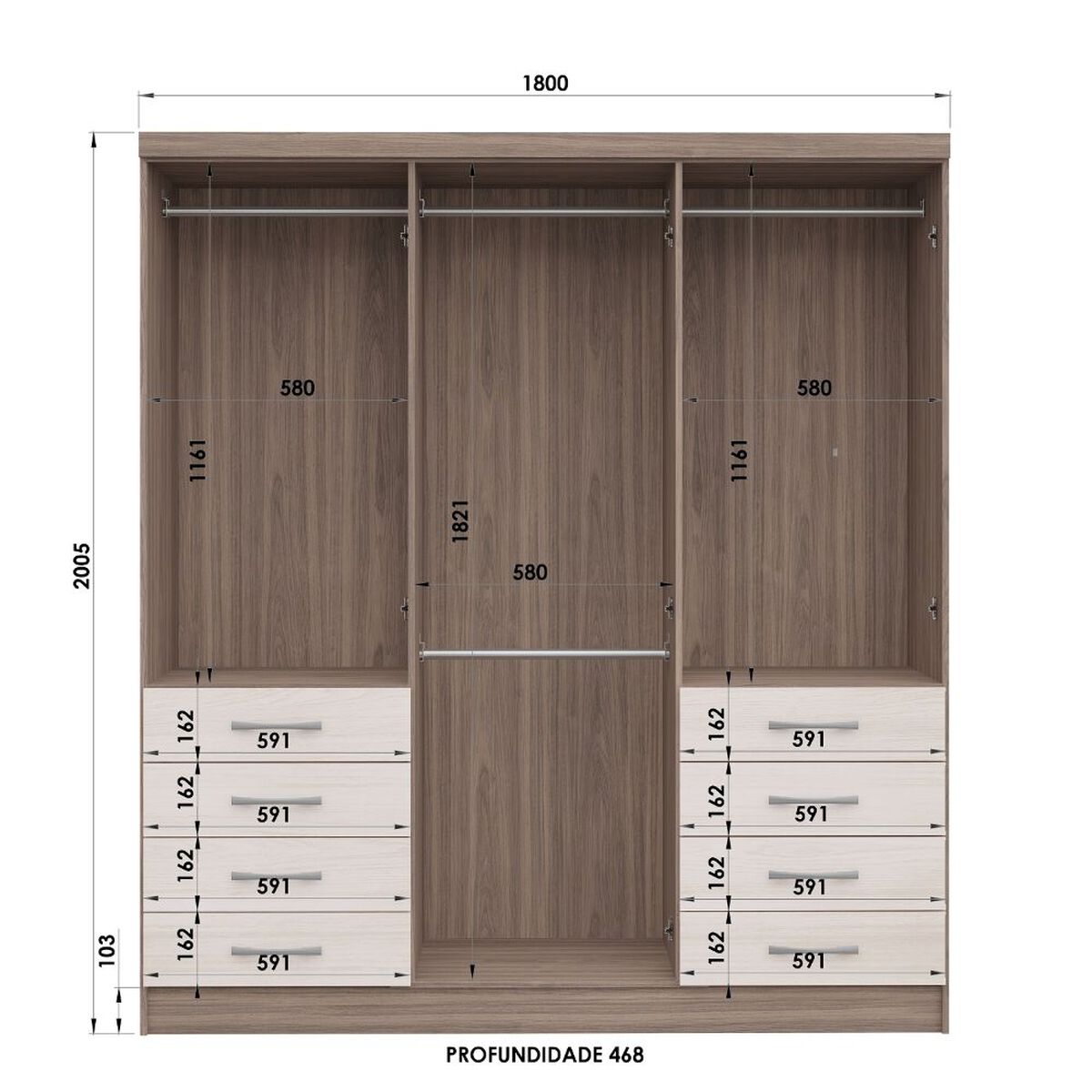 Clóset Y338 6 Puertas 8 Cajones