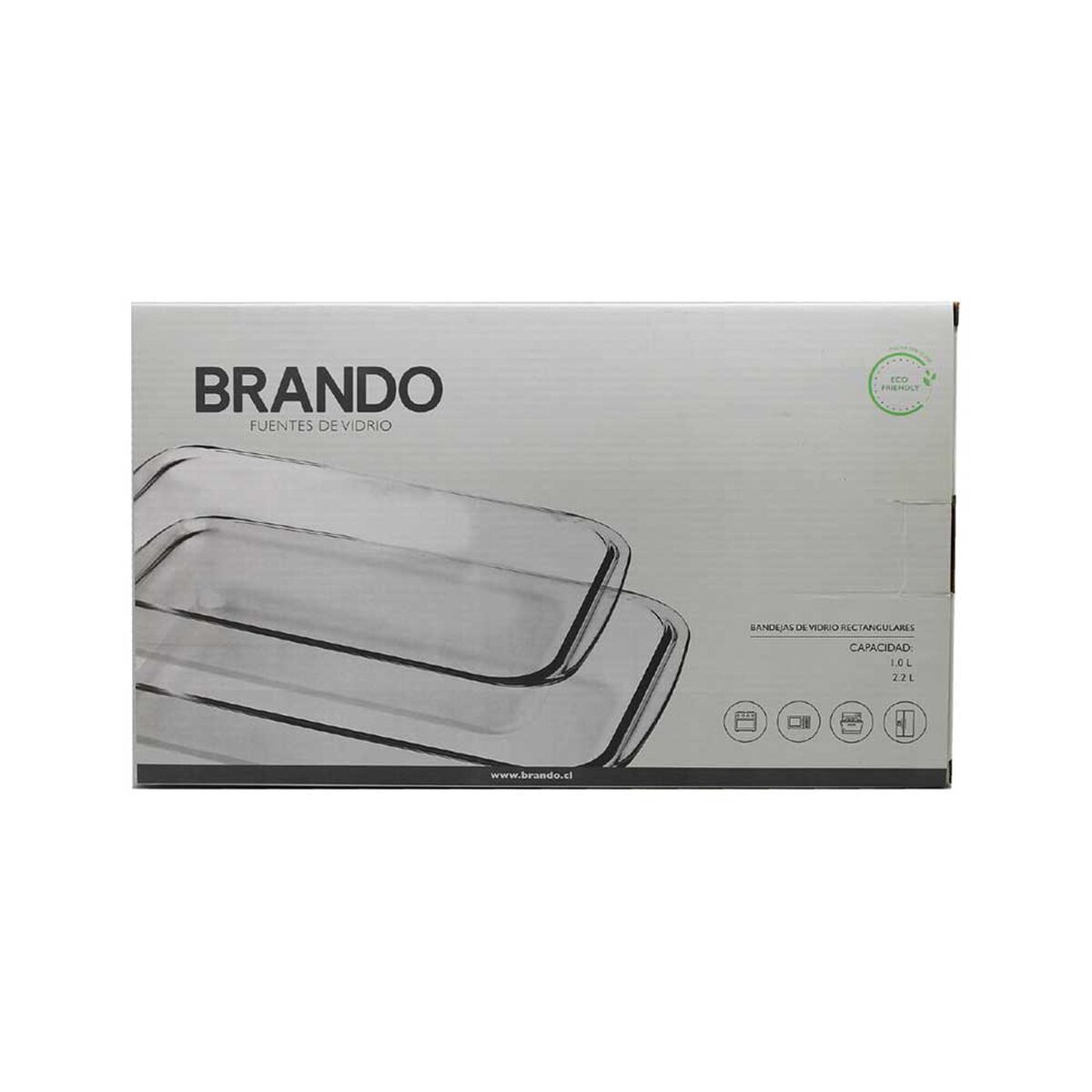 Set 2 Fuentes para Horno Vidrio Brando Fuente Blanco 1 lt | 2,2 lt