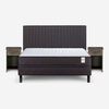 Cama Europea Rosen 2 Plazas Wave + Respaldo + Velador Lucio Grafito