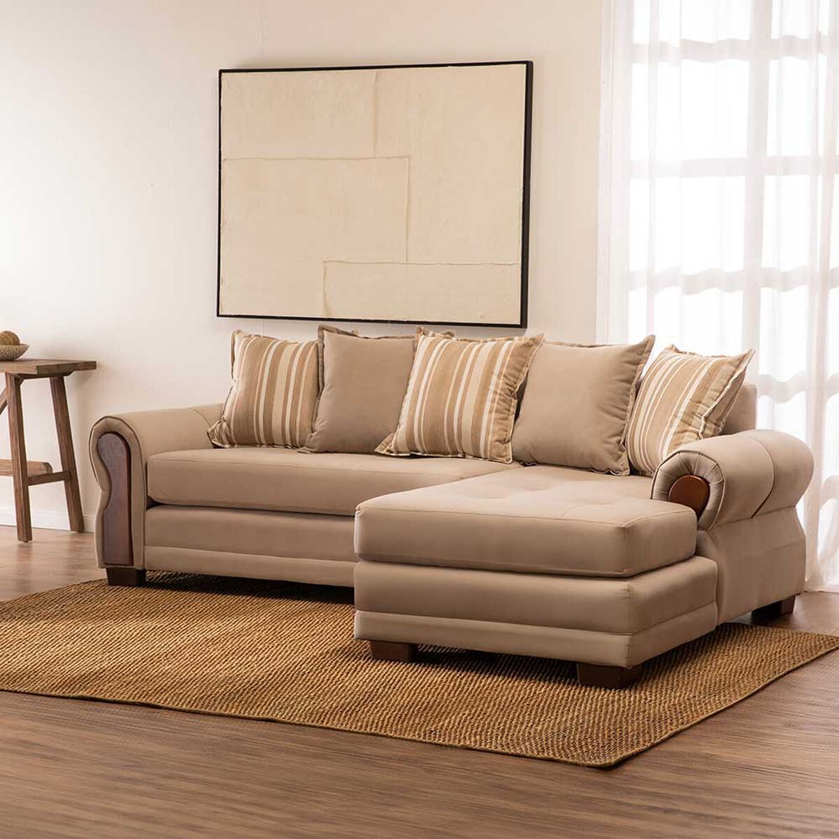 Sof&aacute; Seccional Living Factory Arizona 4 Cuerpos Beige