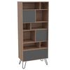 Combo Rack TV 55" + Biblioteca + Bar Alto + Mesa Centro Vassel Miel Plomo Tuhome