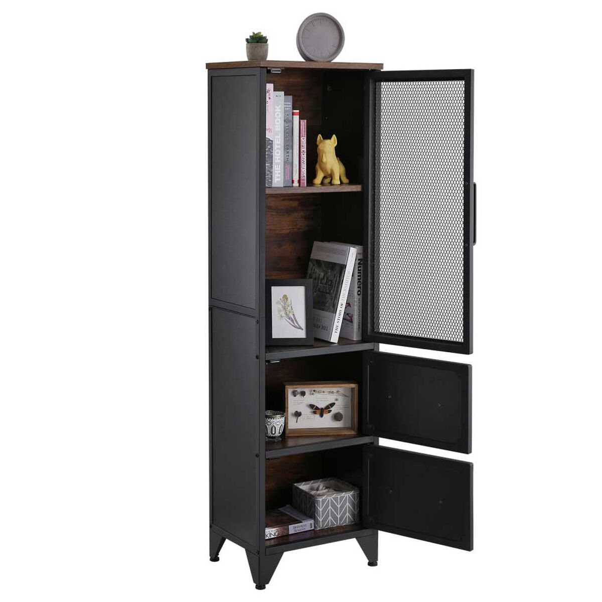 Biblioteca Fm Furniture Vintage Metalwood Collection Marrón Rústico Negro