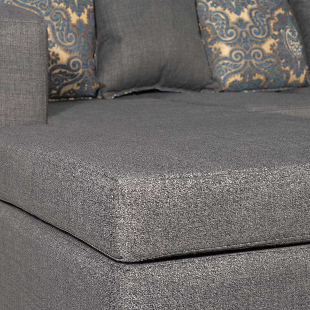 Sofá Seccional Intercambiable Essenza New Puket Tela Catania Chaise longue + Sofá 2 Cuerpos Gris