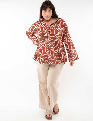 Imagen 2 del producto Blusa Estampada Manga Larga Mujer Extralindas Terracota