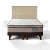 Cama Europea Flex Base Dividida King M&aacute;ximo Cobre + Respaldo Design Crudo + 2 Veladores Roma
