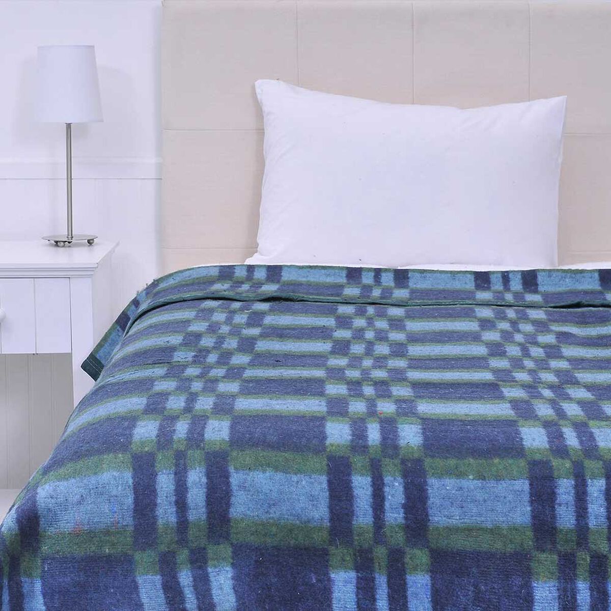 Frazada Poliéster Plumetti Verde Azul 150 x 200 cm