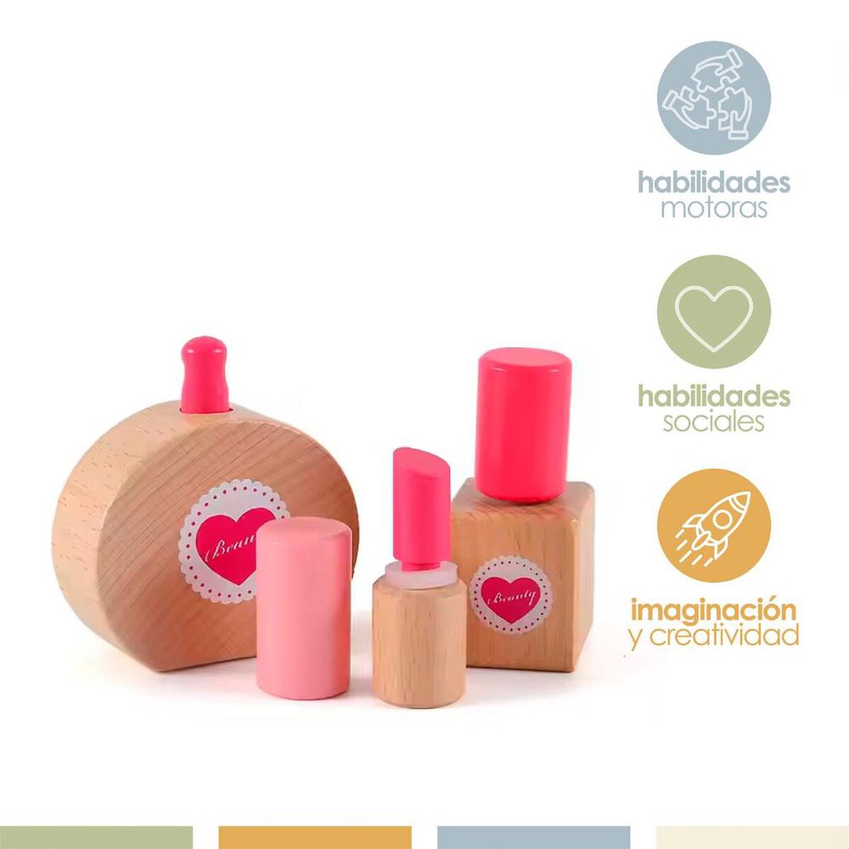 Juego de Maquillaje Set Belleza de Roll Ni&ntilde;os Madera Band&uacute;