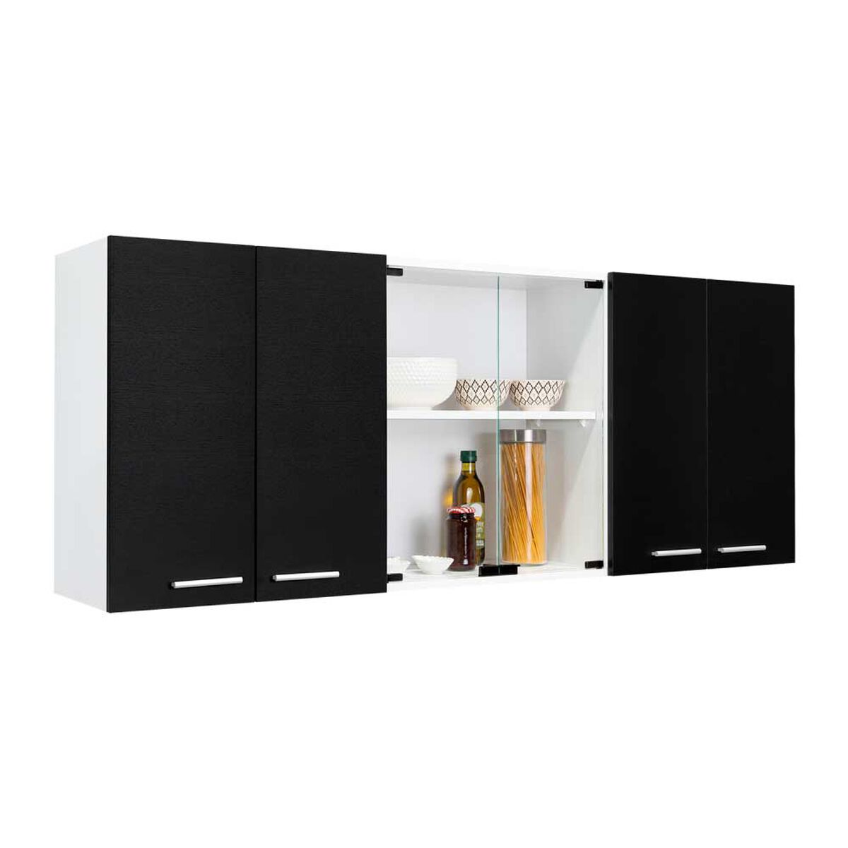 Mueble de Cocina TuHome 1,50 Vidrio 6 Puertas Wengue Blanco