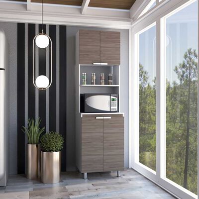 Mueble para Microondas TuHome Fendi 2 Puertas Blanco Castaño