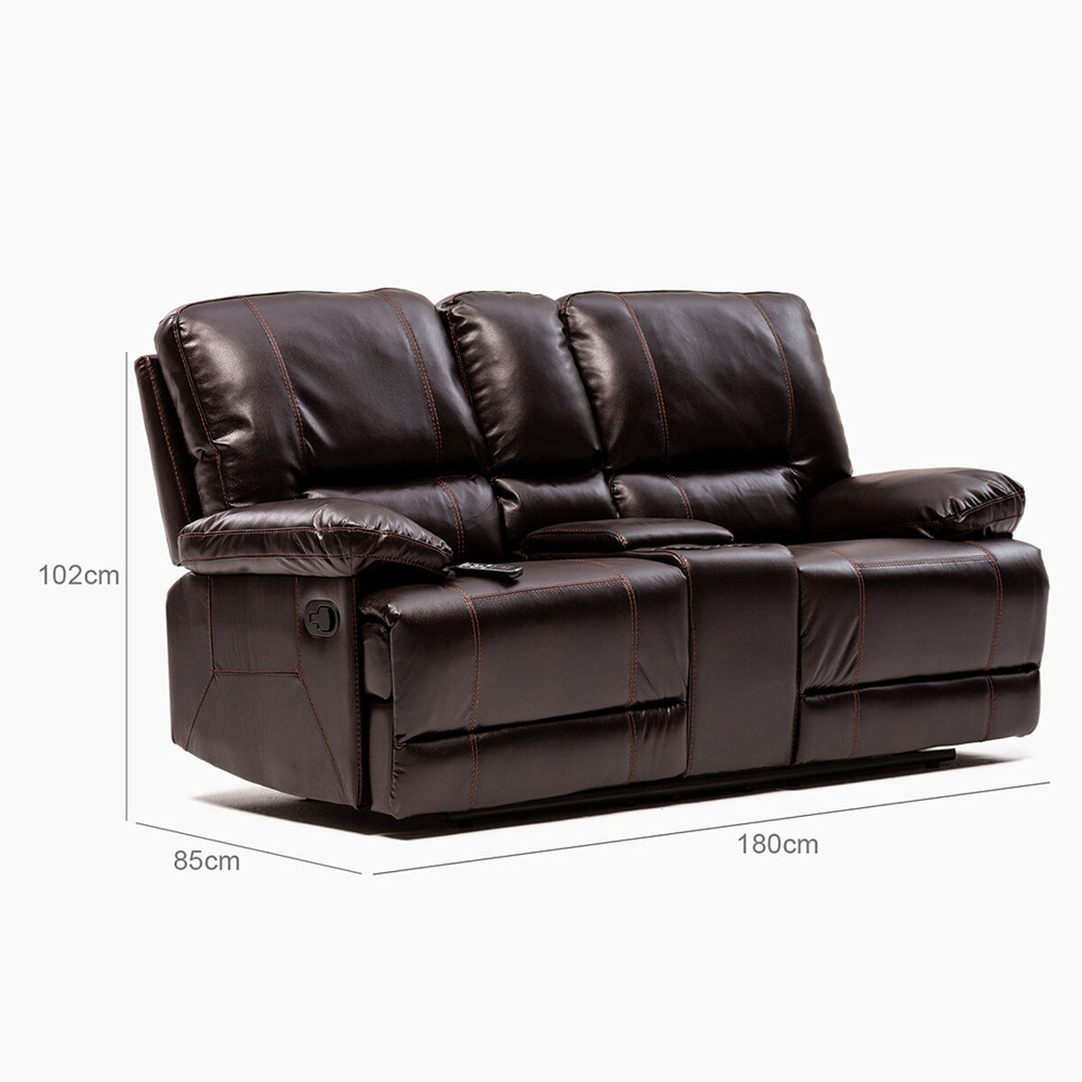 Sofá Daniels  Reclinable Masaje Posa Vaso/Consola Leather Air 2 Cuerpos