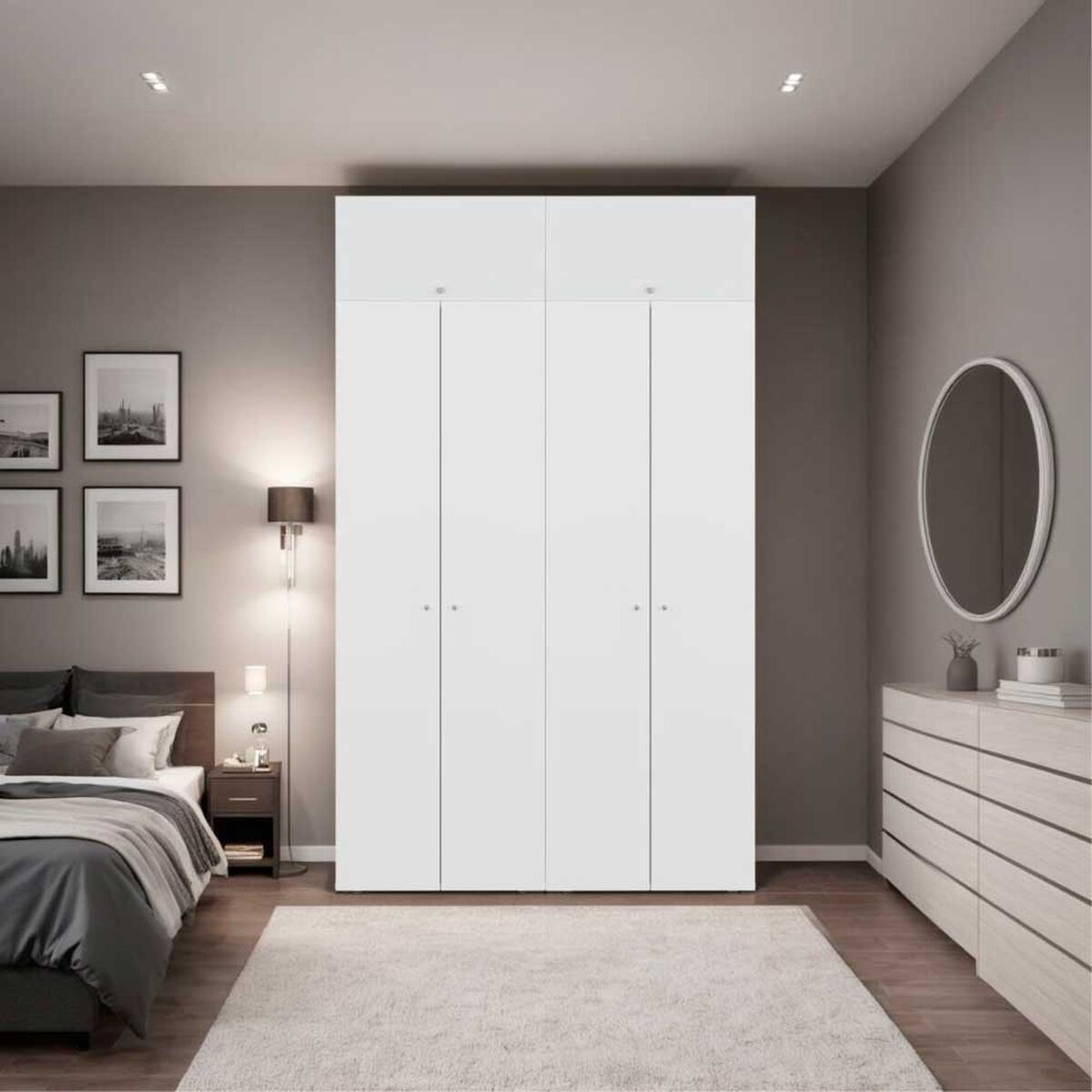 Combo Closet Tuhome 6 Puertas + M&oacute;dulo Superior Dreams Blanco