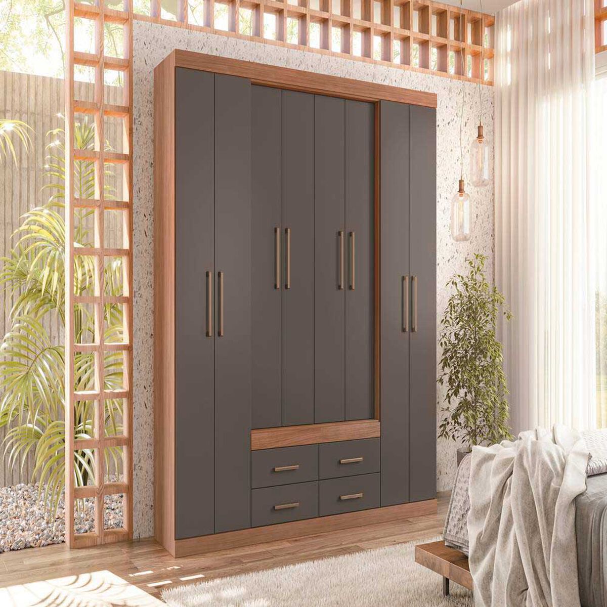 Clóset Altavision Napoles 8 Puertas 4 Cajones Jatoba Grafito