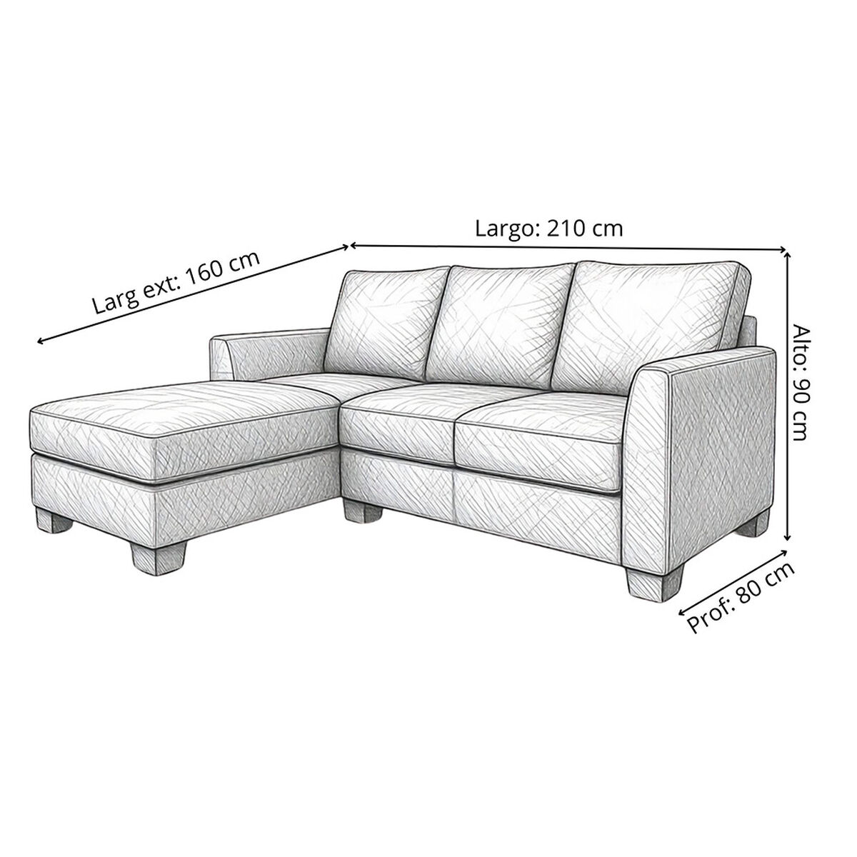 Seccional Izquierdo Muebles MPR Denver 4 Cuerpos Caf&eacute;