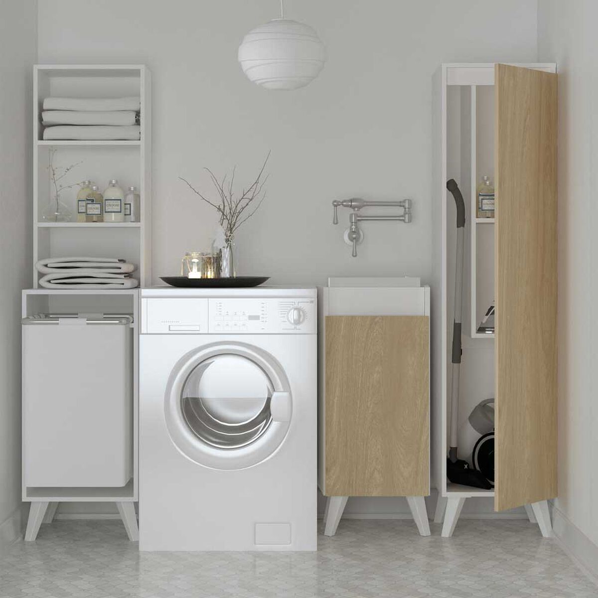Mueble Lavadero Silcosil Logia Blanco Madera
