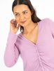 Polera Manga Larga Cuello V Botones Mujer Zibel