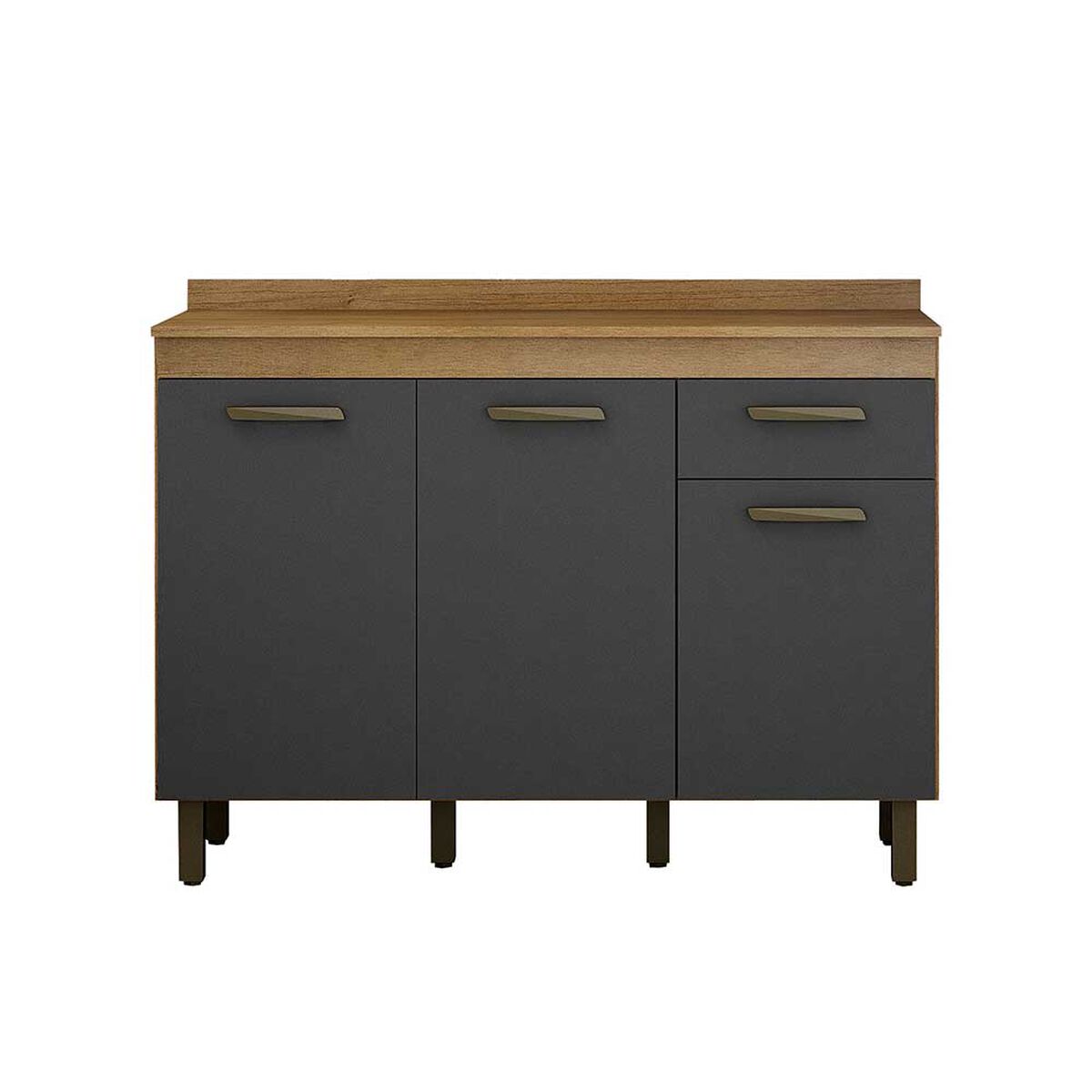 Mueble de Cocina Base Vekkahome Sao Luis 1 Cajón 3 Puertas Gris