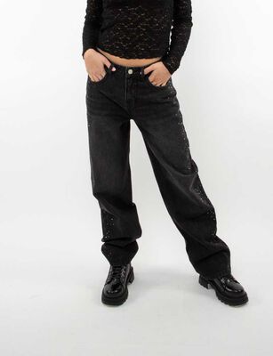 Imagen 1 del producto Jeans Indigo Con Apliques Straight Mujer Icono Negro