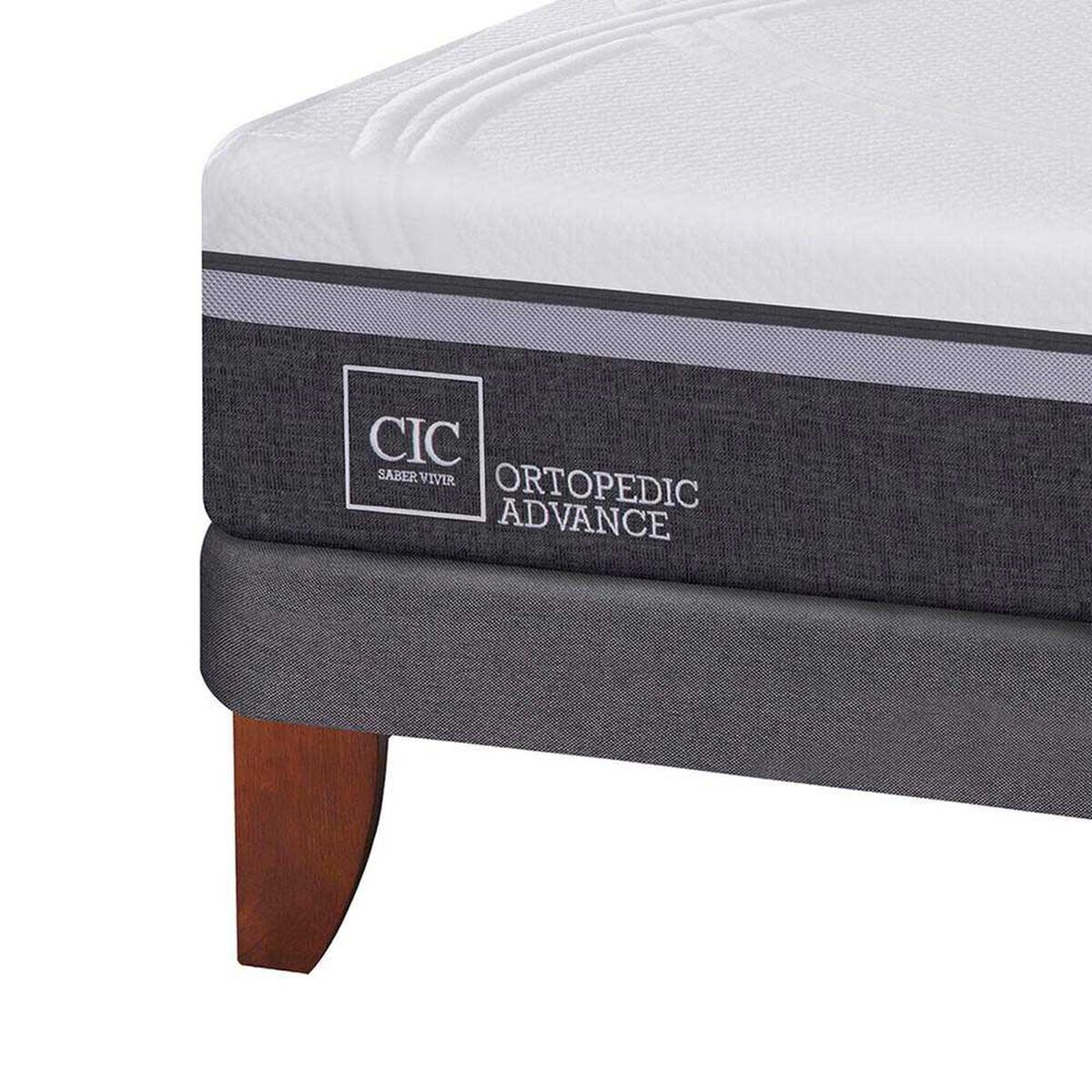 Cama Europea CIC Base Dividida 2 Plazas Ortopedic Advance + Respaldo + 2 Veladores Dublin Chocolate