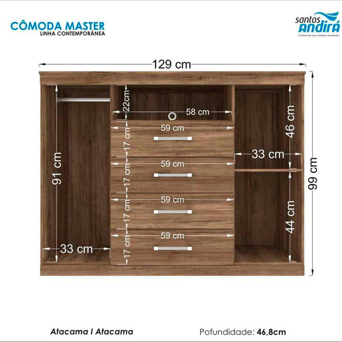 C&oacute;moda Onessta Master 4 Cajones 2 Puertas Jatoba Arena