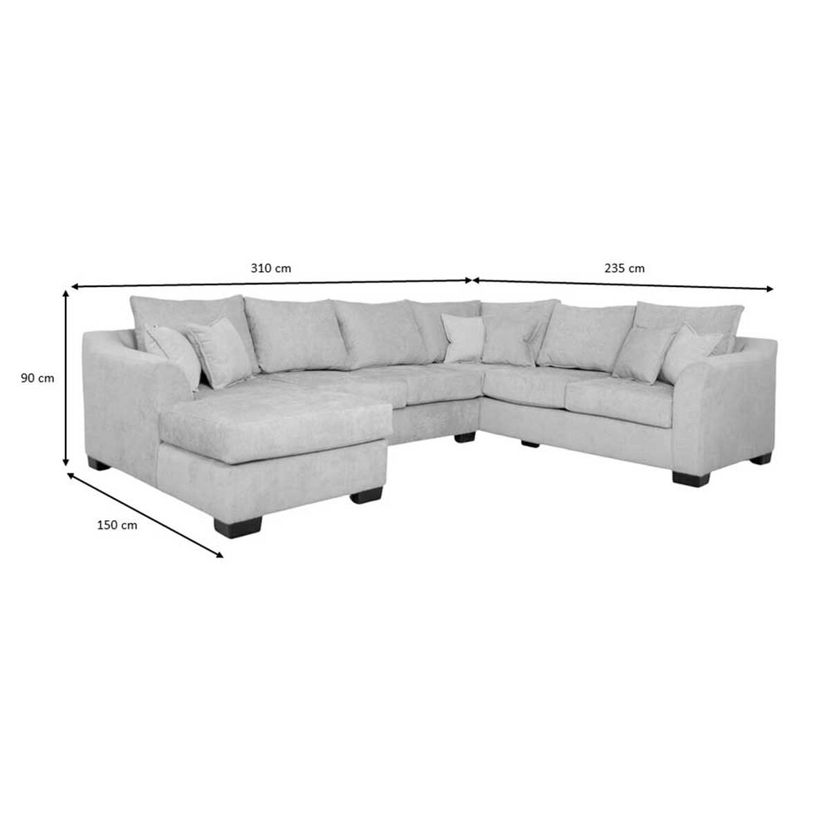 Seccional Izquierdo Muebles MPR Bruselas 7 Cuerpos Gris