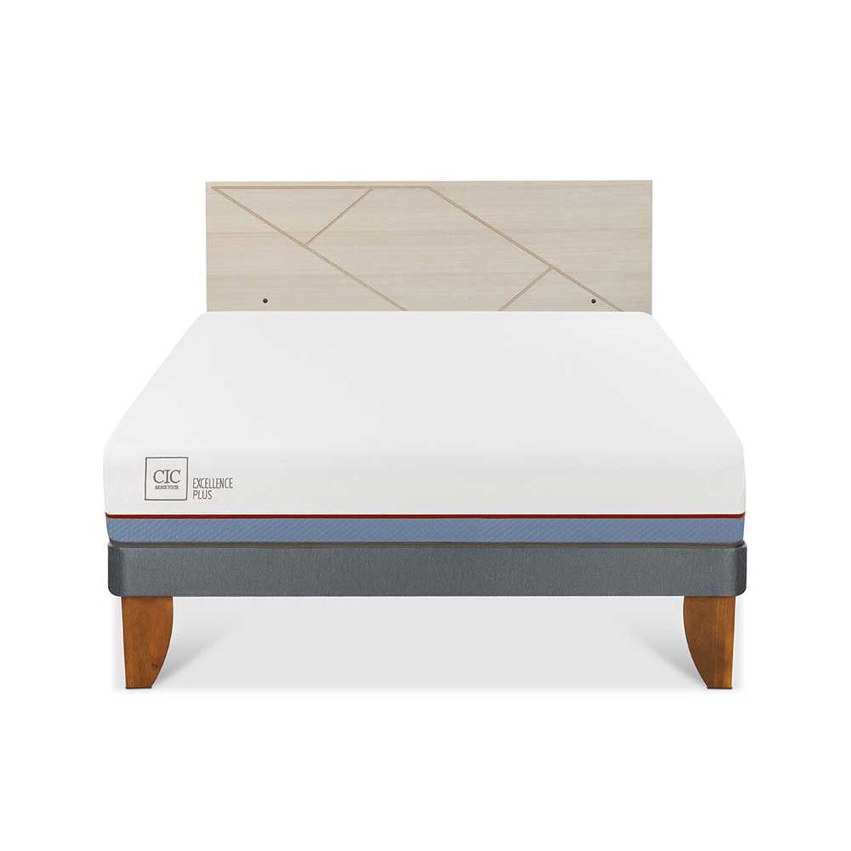 Cama Europea CIC 2 Plazas Excellence Plus + Respaldo Villarrica Alpino