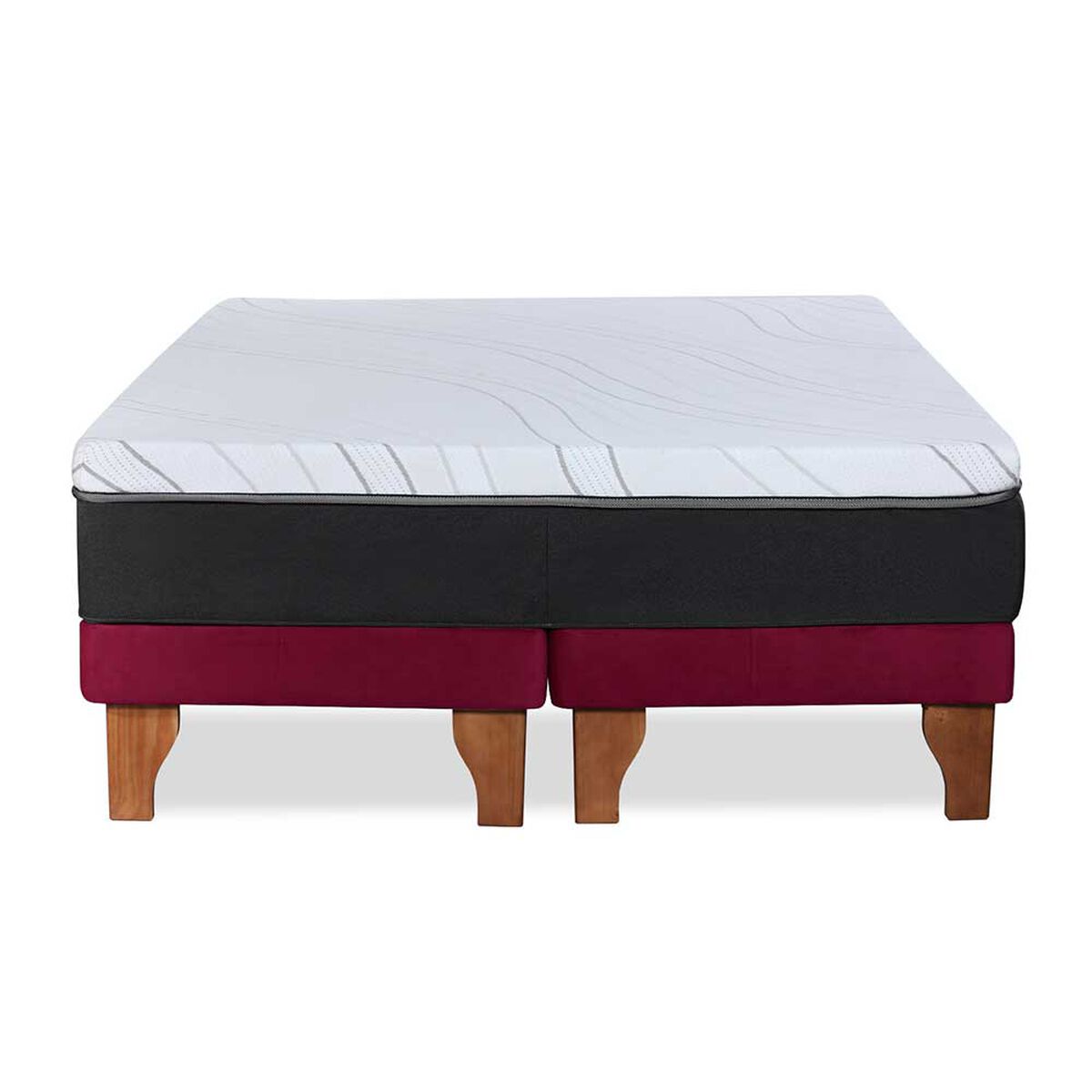 Cama Europea Latam Home Base Dividida 2 Plazas Zen Top Foam Visco Velvet Burdeo