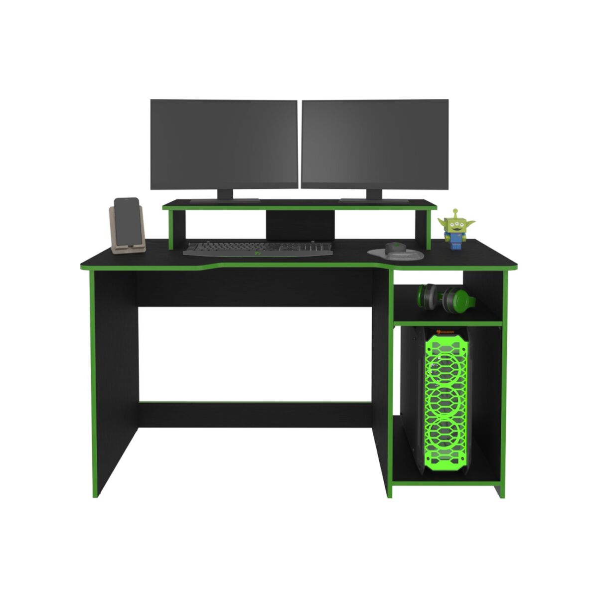 Escritorio Gamer TuHome Huni Wengue Y Verde