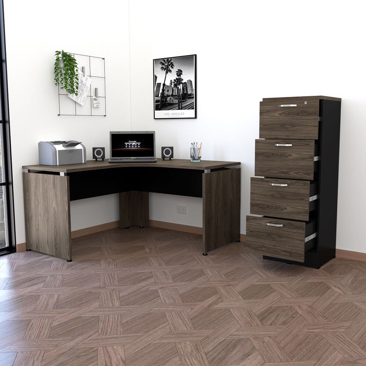 Escritorio  + Archivador Alto 4 Cajones TuHome Home Office