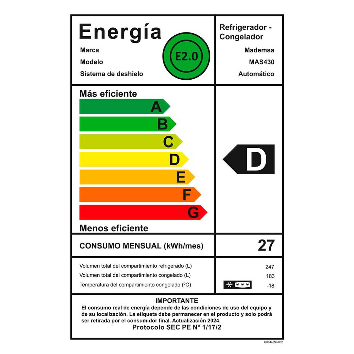 Refrigerador Side by Side Mademsa MAS430 430 lts