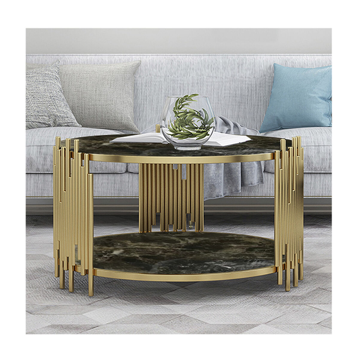 Mesa de Centro Dorada Marmol