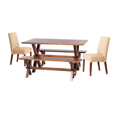 Juego de Comedor Latam Home Sevilla Cadiz 2 Sillas + 2 Bancas Lino Natural