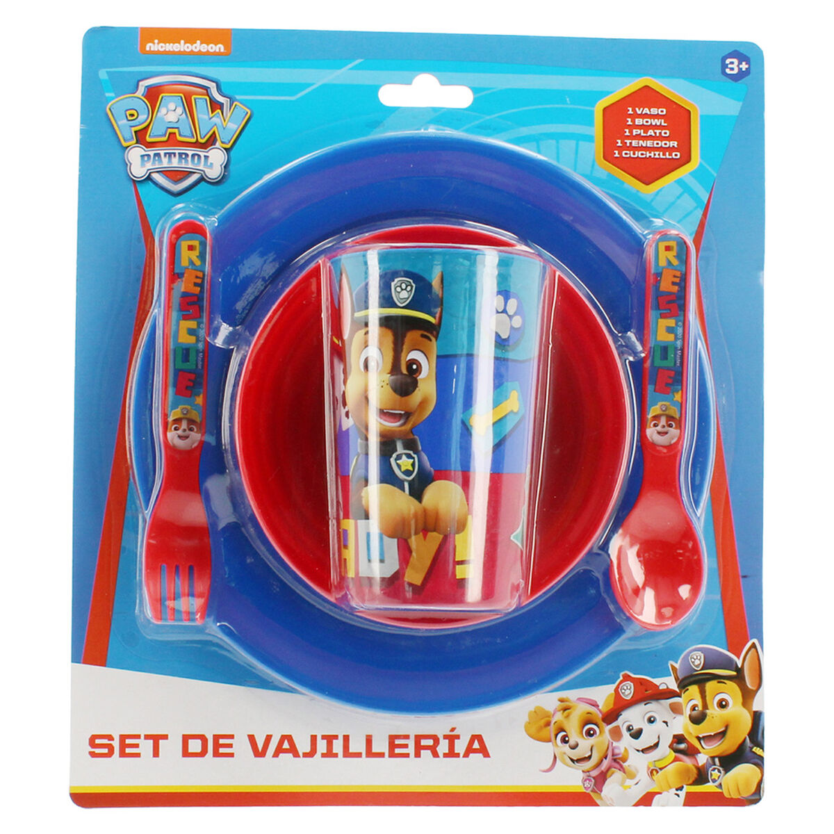 Set 5 Piezas Vajilla Infantil Paw Patrol Azul