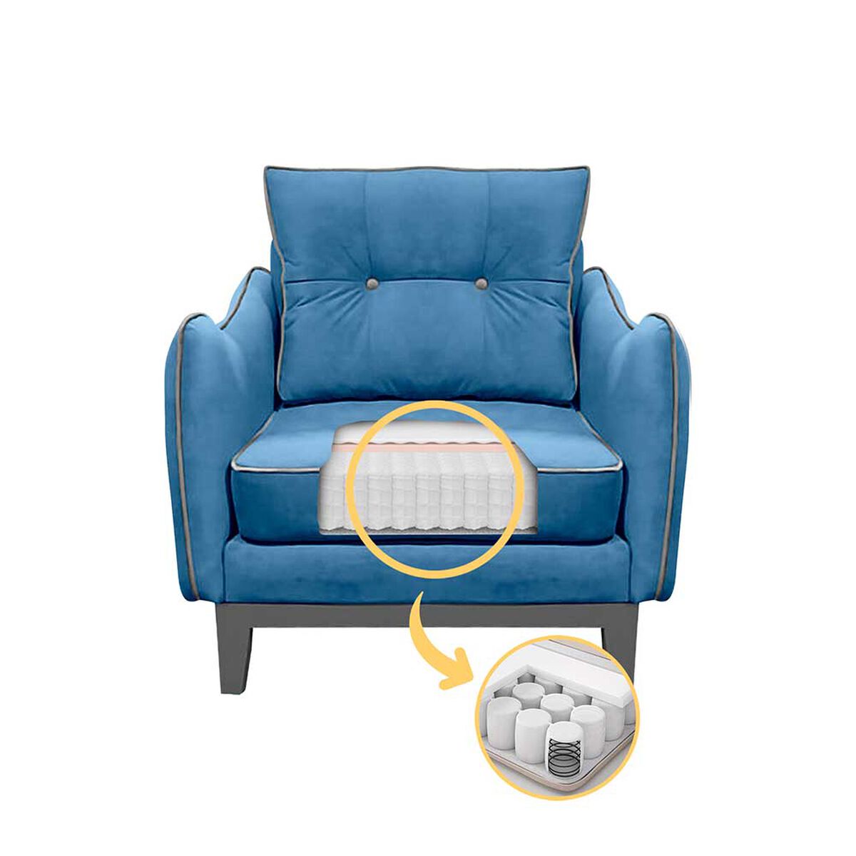 Sillón Living Factory Vintage Azul Petróleo