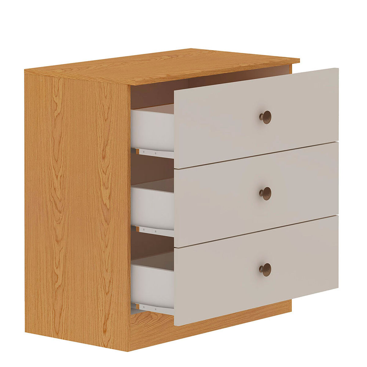 Combo Closet 3 Puertas 2 Cajones + C&oacute;moda 3 Cajones + Velador 2 Cajones Vekkahome Beige Caf&eacute;