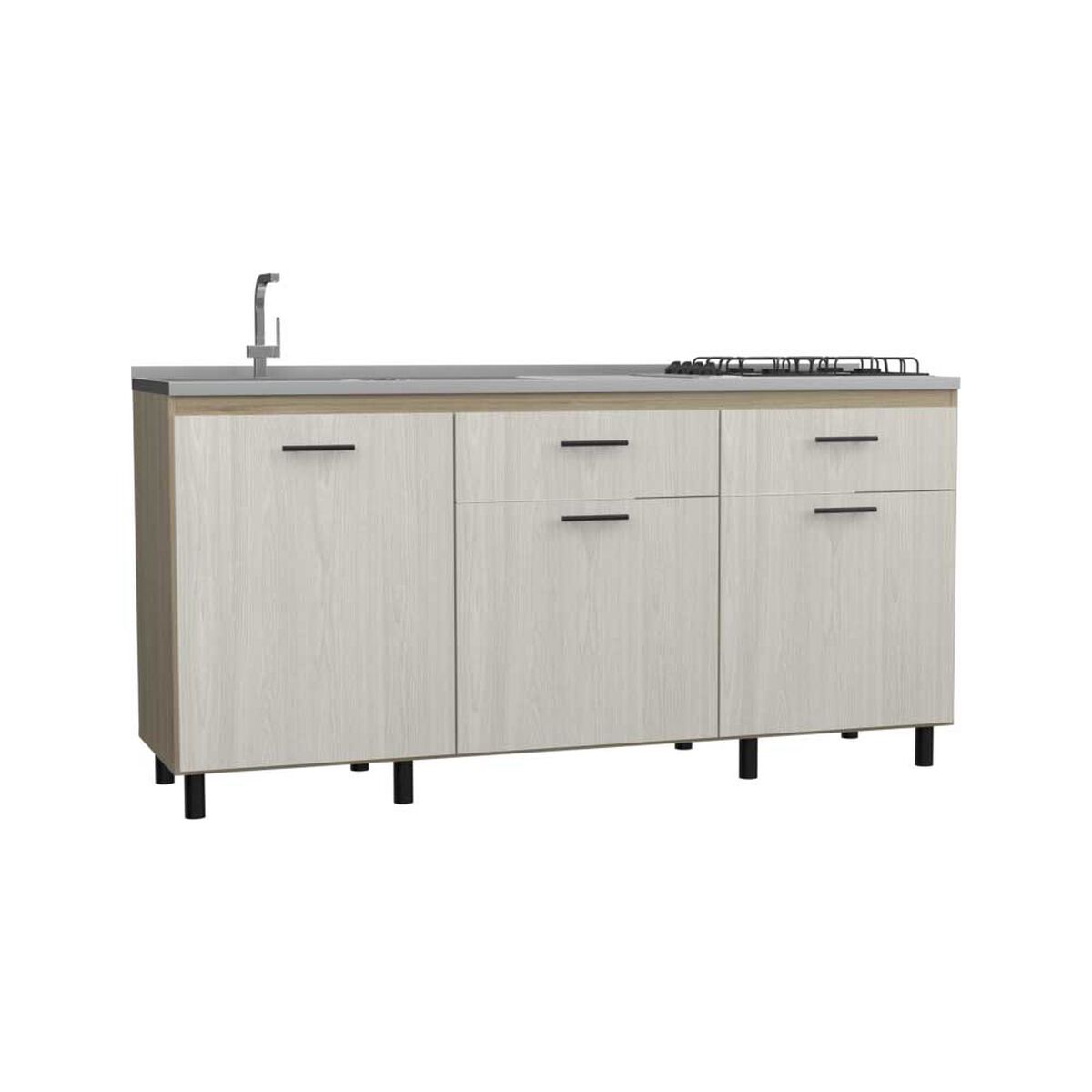 Mueble de Cocina Lavaplatos TuHome Gante 3 Puertas 2 Cajones Rovere Niebla