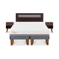 Cama Europea CIC Base Dividida 2 Plazas Excellence Plus + Respaldo + 2 Veladores New Munich