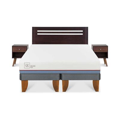 Imagen 1 del producto Cama Europea CIC Base Dividida 2 Plazas Excellence Plus + Respaldo + 2 Veladores New Munich